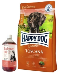 Happy Dog Supreme Toscana 12,5kg & LAB V Olio di Salmone per cani e gatti 1000ml