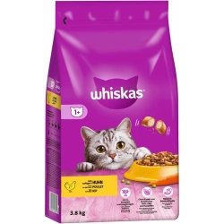 WHISKAS Adult 3,8 kg - cibo secco per gatti adulti, con delizioso pollo
