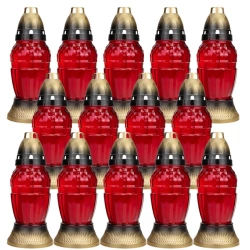 LUKS Candela rossa per tomba 401K 21 cm 14 pezzi