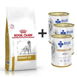 ROYAL CANIN Urinary S/O 13kg + ENZO VET Urinary per le malattie del tratto urinario con pollo per cani 3x400g
