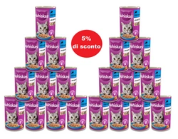 WHISKAS Cibo umido per gatti 1+ con tonno in gelatina 24x400g