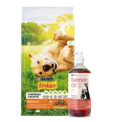 PURINA Friskies Balance Pollo con verdure 15kg + LAB V Olio di salmone per cani e gatti 1000ml
