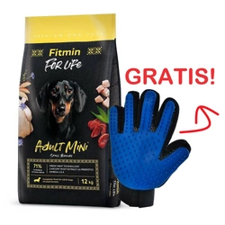 FITMIN For Life Mini Adult 12kg + Guanto per pettinare il pelo del cane/gatto GRATIS