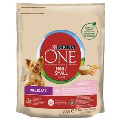 PURINA ONE Mini Delicato Salmone, Riso - Cibo secco per cani - 800 g