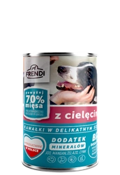 Frendi a pezzi in salsa delicata con vitello 400 g per un cane