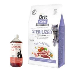 BRIT Care Cat  Grain-Free Sterilised Weight Control 7kg & LAB V Olio di Salmone per cani e gatti 1000ml