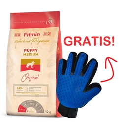 FITMIN Medium Puppy 12kg + Guanto per pettinare il pelo del cane/gatto GRATIS