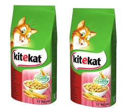 KITEKAT Cibo secco per gatti con manzo e verdure 2x12kg - più economico per set