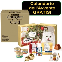 Purina Gourmet Gold Mousse mix 96x85g (manzo, coniglio, agnello, vitello) + Calendario dell'Avvento GRATIS!