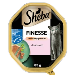 SHEBA Finesse vaschetta 85 g – alimento umido completo per gatti adulti, con salmone, in paté