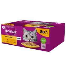 WHISKAS Adult bustina 80 x 85 g Pezzo di pollame - cibo umido per gatti adulti in gelatina (pezzi con: pollo, anatra, pollame, tacchino)