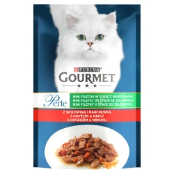 Purina Gourmet Perle Mini filetti per gatti in salsa con manzo e carota 85g