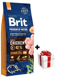 Brit Premium By Nature Senior S+M Con pollo 15kg + sorpresa per il cane GRATIS