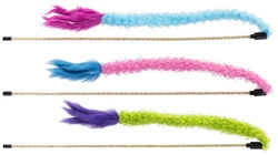 Kerbl - Giocattolo per gatti a forma di canna da pesca, colori assortiti, verde/blu/rosa, 48 cm