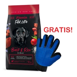 FITMIN For Life Manzo e Riso 12kg + Guanto pettine per peli di cane/gatto GRATIS!