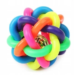 NUXIE Giocattolo per giocare per cani palla di gomma con campanellino a treccia 6cm