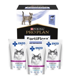 PRO PLAN FortiFlora Integratore probiotico per gatti 30x1g + 3xENZO VET Sterilizovaná 100g