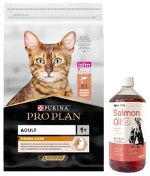 PRO PLAN Adult Derma Care Alimento secco per gatti ricco di salmone 10 kg & LAB V Olio di Salmone per cani e gatti 1000ml