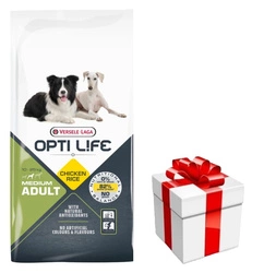 Versele-Laga Opti Life Adulto Medio con pollo e riso 12,5 kg + Sorpresa GRATUITA per il cane!