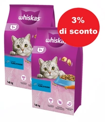 WHISKAS Cibo secco per gatti 1+ con tonno 14kg x2