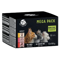 PetRepublic cibo umido per gatti in pezzi in salsa delicata MIX 3 gusti 12x100g