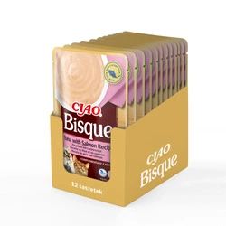 INABA Cat Ciao Bisque - alimento complementare per gatti al gusto Tonno e Salmone 40g 9+3 GRATIS!