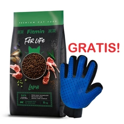 FITMIN Cat For Life Adult Agnello 8kg + Guanto pettine per peli di cane/gatto GRATIS!