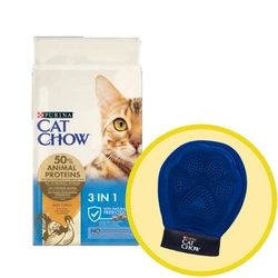 PURINA Cat Chow 3in1 - Alimento ricco di tacchino 15kg + Guanto per grooming toelettatura - Cat Chow