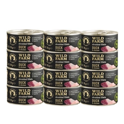 WILD FARM Fillets Duck&Chicken 12x70 g - Alimento umido senza cereali per gatti in brodo