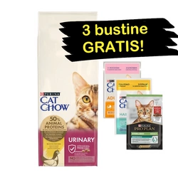 PURINA Cat Chow Alimento per le vie urinarie ricco di pollo 15 kg + 3 bustine GRATIS!