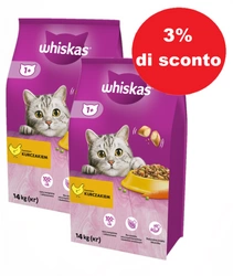 WHISKAS Cibo secco per gatti 1+ con pollo 14kg x2