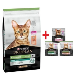PRO PLAN Sterilised Vital Functions Alimento per gatti ricco di salmone 10kg + cibo per gatti 400g (spedizione casuale)