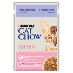 CAT CHOW Cibo per gattini con agnello e zucchine in salsa 85g