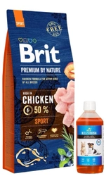 Brit Premium By Nature Sport 15kg + Lab v salmone olio per cani e gatti 500 ml
