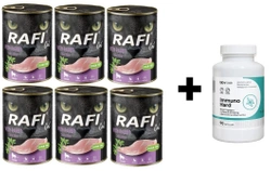 RAFI Cat Adult Sterilised con coniglio 6x400g + LAB-V Immuno Hard – Rafforzare l'immunità per cani e gatti 90 capsule