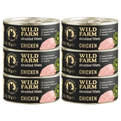 WILD FARM Fillets Chicken 6x70 g - alimento umido senza cereali per gatti in brodo