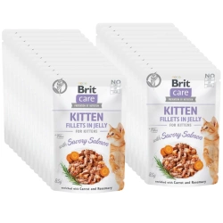 BRIT CARE Cat Pouches Filetti di salmone in gelatina per gattini 24x85g