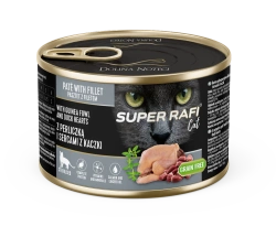 DOLINA NOTECI Super Rafi Cat P&F con faraona e cuori di anatra per gatti sterilizzati 185 g