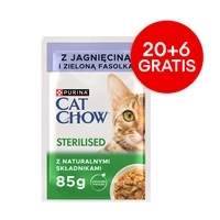 CAT CHOW Sterilised Cibo per gatti con agnello e fagiolini verdi in salsa 85 g - 20 BUSTE + 6 IN OMAGGIO!!!