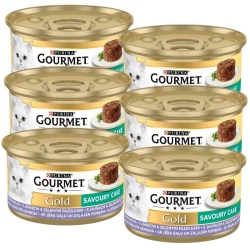 Purina Gourmet Gold Savoury Cake con agnello e fagiolini 6x85g