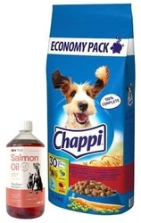 Chappi Cibo secco per cani con manzo, pollame e verdure 13,5kg & LAB V Olio di salmone per cani e gatti 1000ml