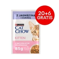 CAT CHOW Kitten Cibo per gattini con agnello e zucchine in salsa 85 g - 20 BUSTE + 6 IN OMAGGIO!!!