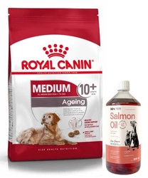 ROYAL CANIN Medio invecchiamento 10+ 15kg + LAB V Olio di Salmone per cani e gatti 1000ml