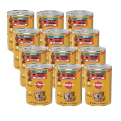 Pedigree Cibo umido per cani adulti con manzo in gelatina lattina 12x400g