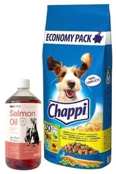 Chappi  Cibo secco per cani con pollame e verdure 13,5kg & LAB V Olio di salmone per cani e gatti 1000ml