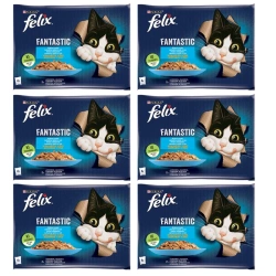 FELIX Rybne Smaki in gelatina con salmone e platessa 12x(4x85g)
