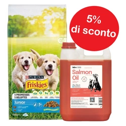 PURINA Friskies Junior con pollo latte e verdure 15kg + Olio LAB-V 5000 ml