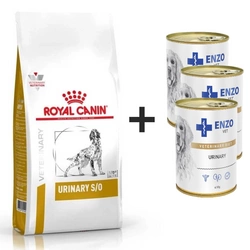 ROYAL CANIN Urinary S/O 7,5kg + ENZO VET Urinary per le malattie del tratto urinario con pollo per cani 3x400g