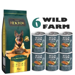 HEKTOR BALANCED Adult 15kg + Wild Farm Superfood Salmon 6x400g cibo per cani senza cereali
