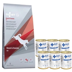 TROVET RID Renal & Oxalate (per cani) 12.5kg & ENZO VET Dieta renale per malattie renali con manzo per cani 6x400g